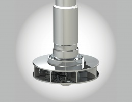 auto-aspirating turbine with double discs and vertical plates